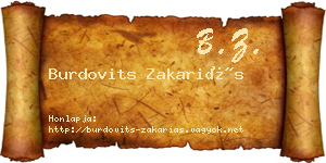 Burdovits Zakariás névjegykártya